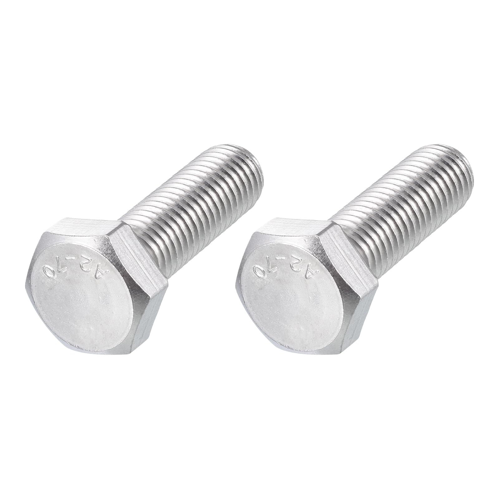 METALLIXITY Hex Bolts (M14-2x45mm) 2Pcs, 304 Stainless Steel Coarse Fully Threaded Hex Head Screw Bolt Machine Screws - for Furniture Repair, Silver