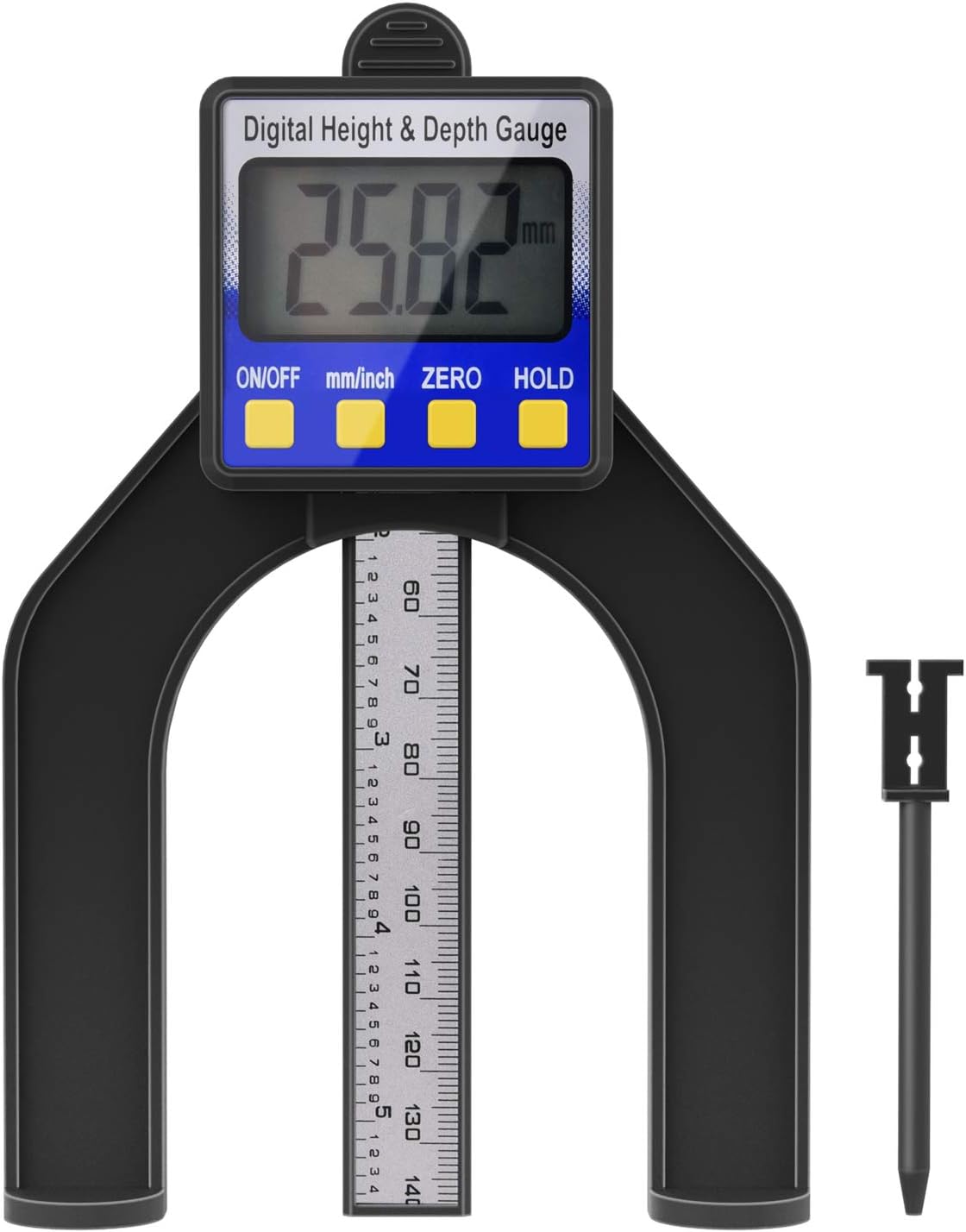 Depth Gauge, Tinzzi Digital Professional Depth Gauge, Self-standing Depth Gauge with Magnetic Feet, Perfect for Woodworking and Mechanical Engineering