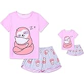CHILDRENSTAR Matching Girls&Dolls Pajamas Summer Pjs Set Short Sleeve Sleepwear