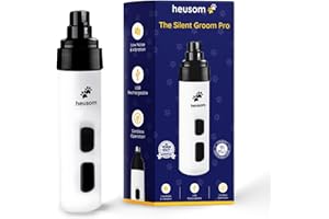 Heusom Silent Groom Pro Pet Nail Grinder | Whisper Quiet Claw Trimmer for Dogs, Cats and Other Animals | Safe & Stress Free N