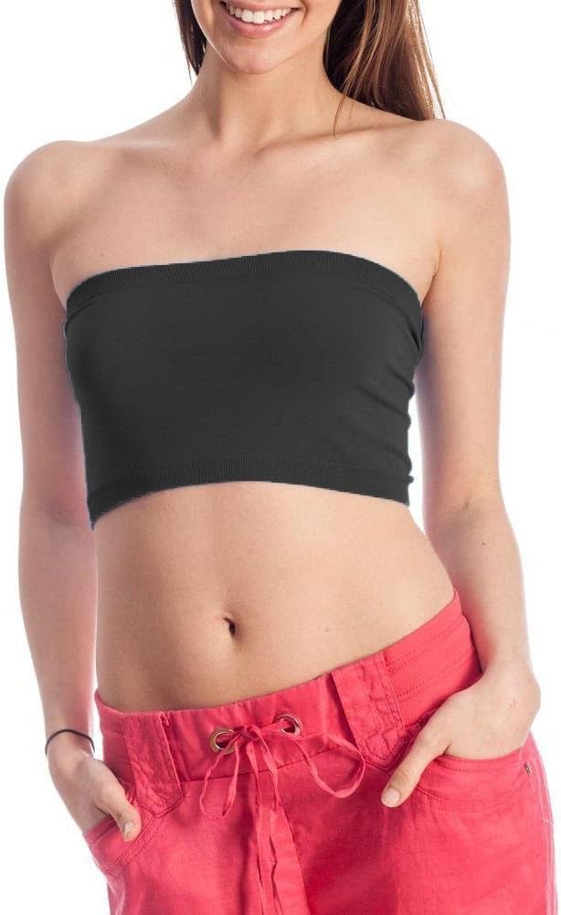 Fornia Juniors 3 Pack Seamless Bandeau Top Black One Size