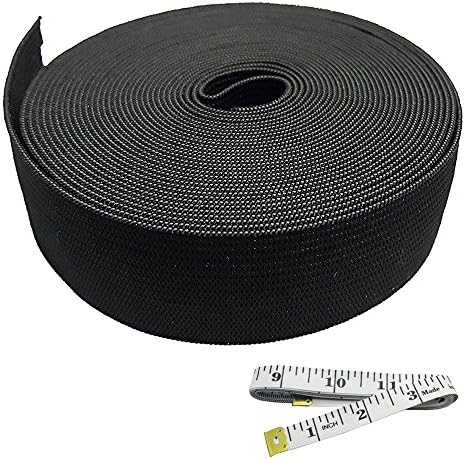 Elastic Spool 1.5 inches Springy Stretch Knitting Elastic Band Spool + Soft Sewing Tape (Black)