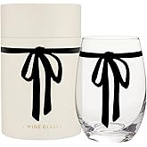 Santa Barbara Design Studio Holiday Stemless Wine Glass with Gift Box, Holds 17 Fluid Ounces, Black Bow