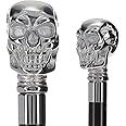 Royal RC Canes Premium Brass Chrome Skull Handle Walking Cane – Black Beechwood Shaft, and 18mm Rubber Tip, Cane for Men and Women
