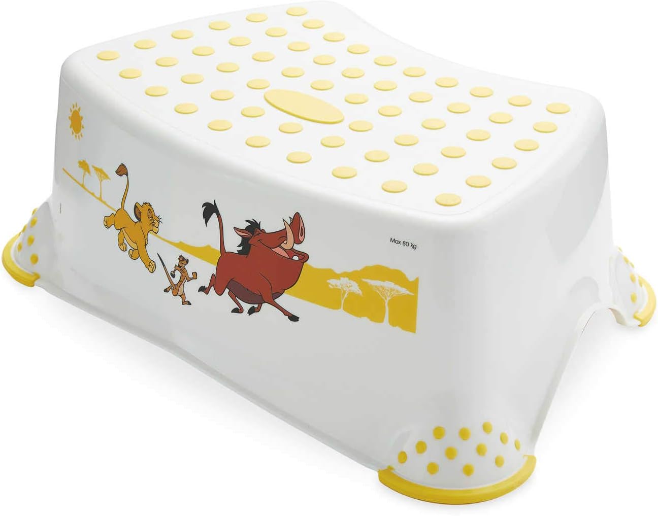 Aldi Lion King Toilet Training Step Stool Seat with Non Slip Feet - White with Yellow Accents