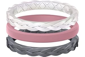 Egnaro Silicone Ring Women, Stackable Braided Rings for Women, Breathable Inner Arc Rubber Rings Women, Unique Design Silicone Wedding Bands Women