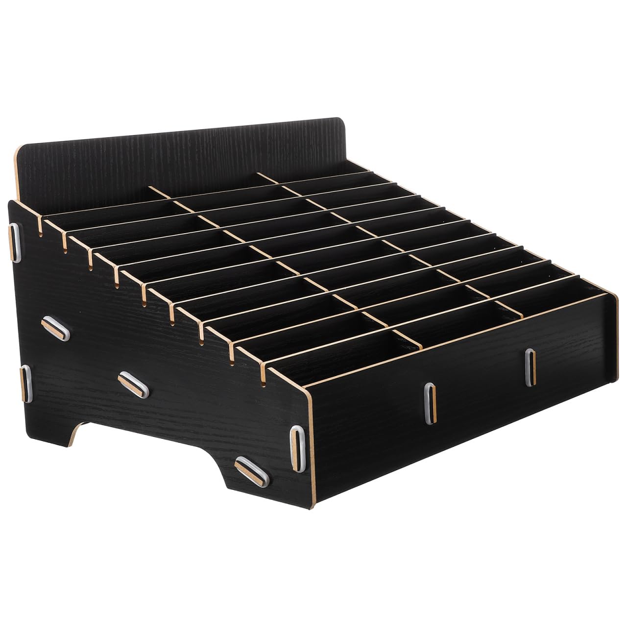 Amosfun 30-Grid Wooden Storage Box, Cell Phone Storage Holder for Classroom, Desktop Organizer for Office and Conference Supplies (Need Simple Assemble)
