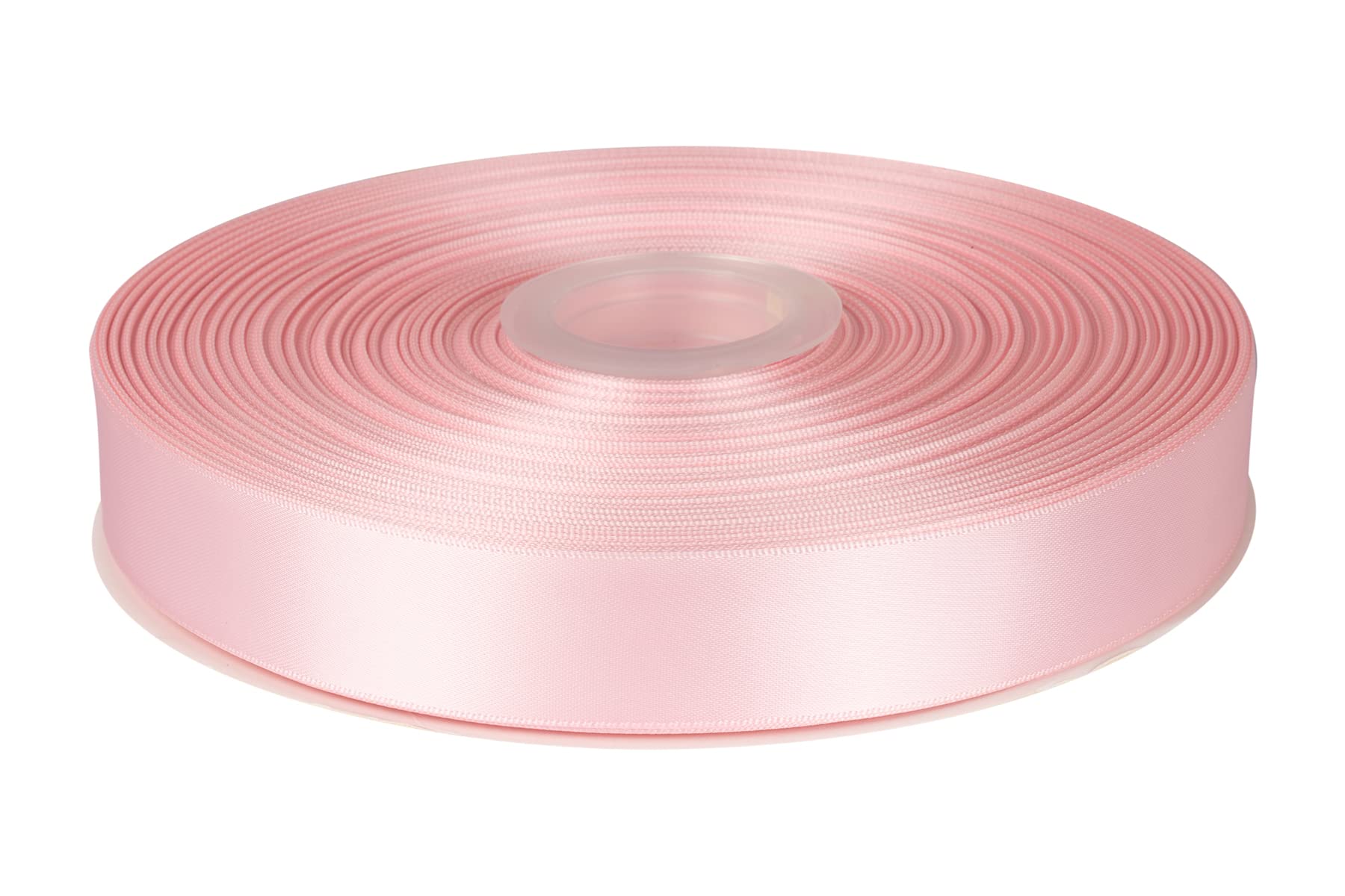 Fondersy 25mm X 91M Double Faced Satin Ribbon Lt. Pink Polyester Ribbon for Gift Wrapping Wedding Decoration Floral Arrangement Crafts