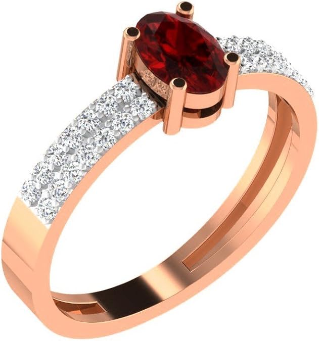 0.14 Ct Real Diamond & 0.8 Carats Ruby Ring in 18KT Gold for women