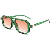 FEISEDY Vintage Square 70s Flat Aviator Sunglasses Women Men B2622 | UV400 Protection, Classic Retro Stylish Y2K Cute Double-