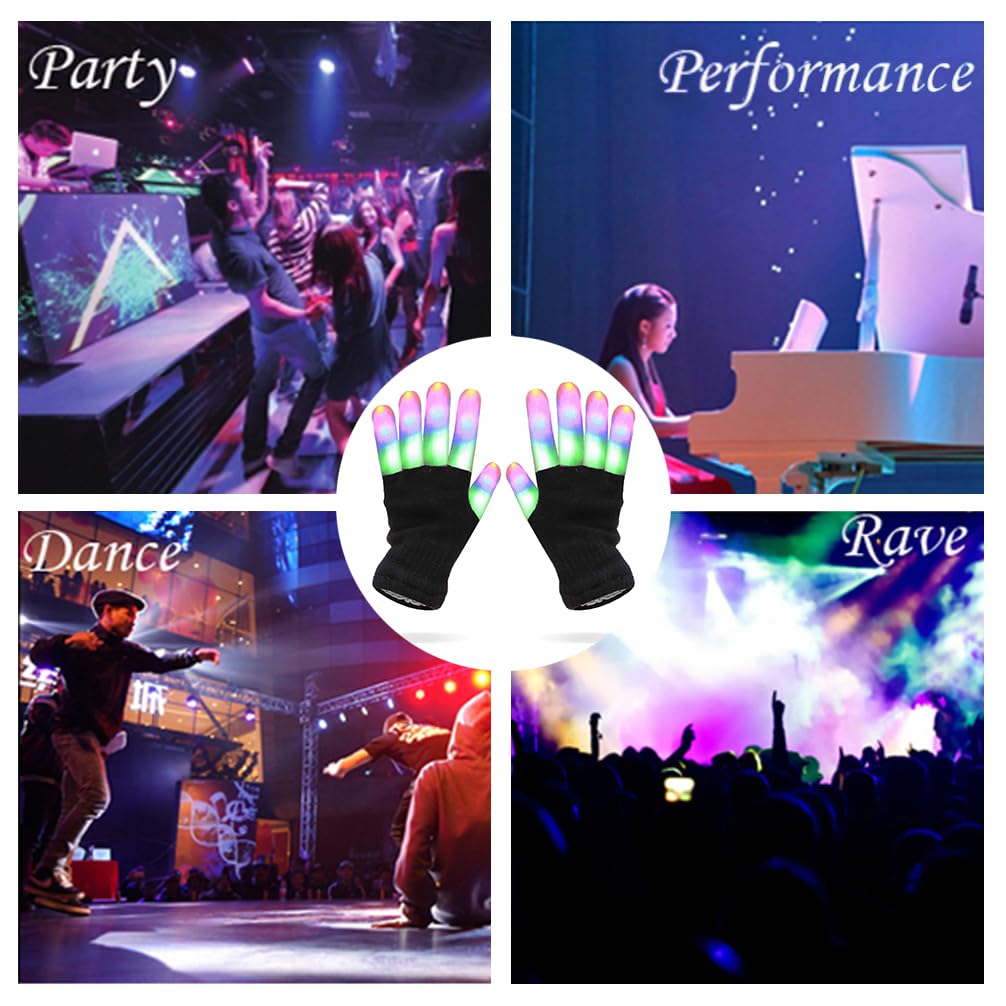 thumbnail image 2 of DreamsEden LED Light Up Gloves & Beanie Set - Flashing Rave Party Gear For Teens & Adults 2 of 9