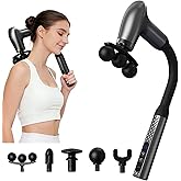 GrekoGadgetra Massage Gun with Extension Handle & 3-Ball Head for Deep Tissue, Back Muscle Massager with Multi Head, Hand Helds Massager for Legs, Foot, Body Muscle Pain Relief, Gift Choice (Black)