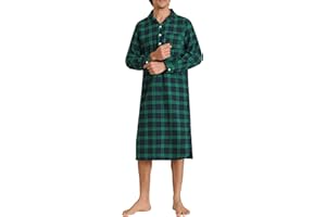 Latuza Men's Cotton Flannel Nightshirts Long Sleeve Night Gown