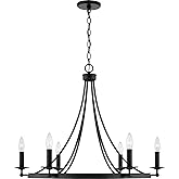 Austin Allen AA1005BI Tempe Transitional Teardrop Chandelier, 6-Light 360 Total Watts, 24" H x 30" W, Black Iron