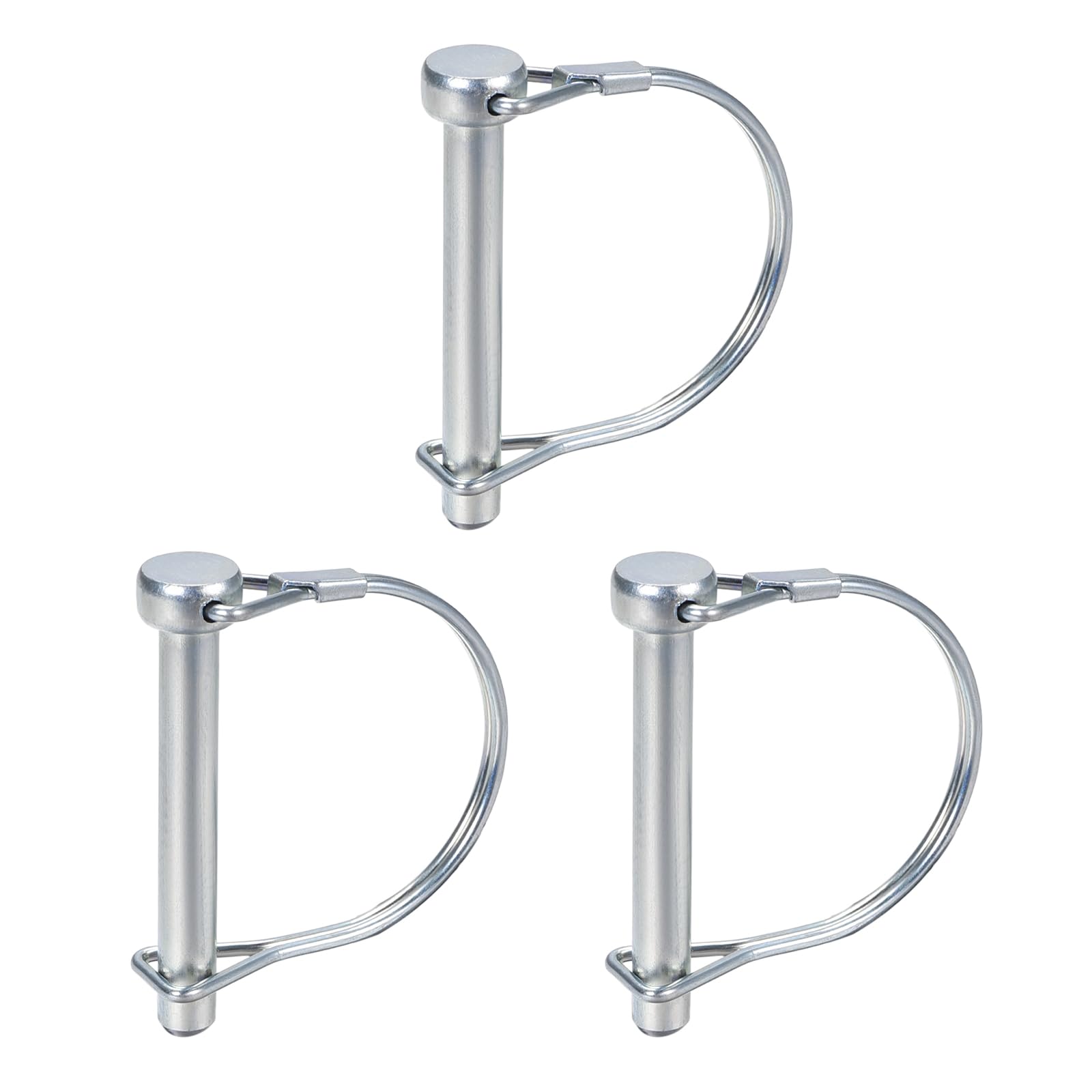 DTGN 8mm x 60mm (DxL) Shaft Locking Pin - 3Pack - Good for Farm Trailers Lawn - Carbon Steel Round Trailer Coupler Pin - Silver Tone