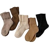Verdusa Women's 5 Pairs Vintage Knit Ankle Socks Cozy Causal Winter Thermal Socks