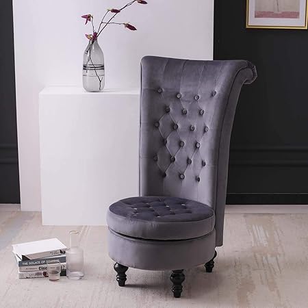 Hironpal Grey Velvet Accent Chair High Back with Storage Occasion Chair ...