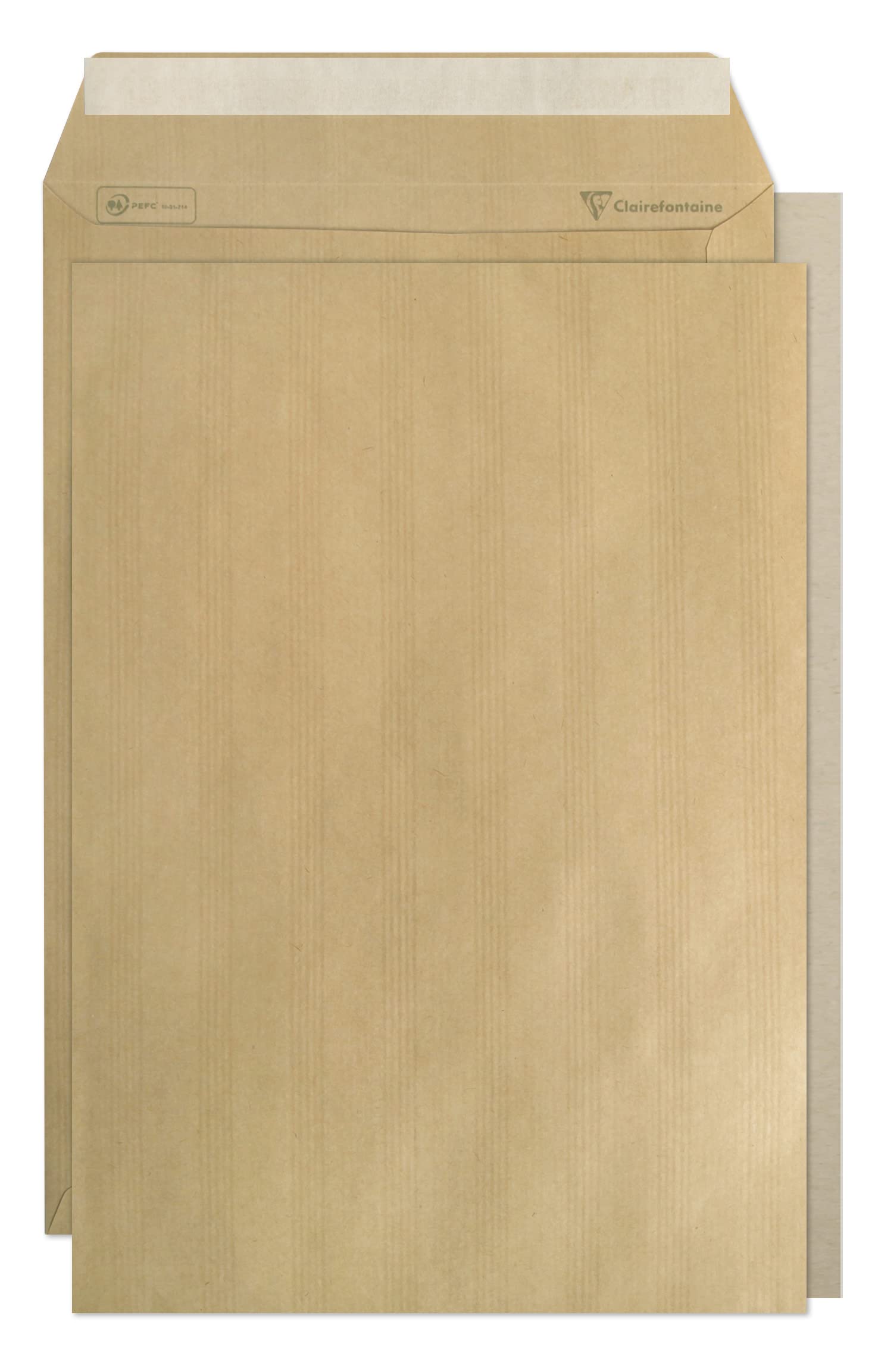 Clairefontaine 7850C - Box of 100 Kraft Adour Brown Envelopes with Rigid Back - Size: C4-229x324 mm Cardboard - Self-adhesive - 90g/m² - self-adhesive