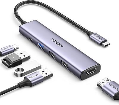 UGREEN USB C Hub 5-in-1 4K HDMI 100W PD 3x USB-A Adapter MacBook Dell HP