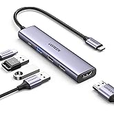 UGREEN Revodok 105 USB C Hub 5 in 1 Multiport Adapter 4K HDMI, 100W Power Delivery, 3 USB-A Data Ports, USB C Dongle for MacB