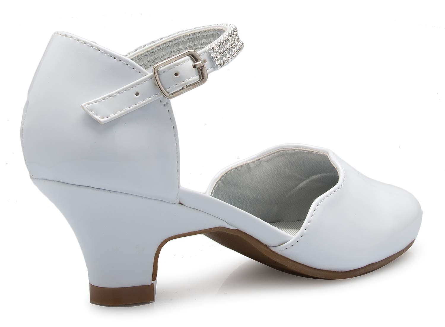 Olivia K Girl's Open Toe Strappy Rhinestone Dress Sandal Low Heel Shoes White Glitter - adorable, comfortable - Image 4