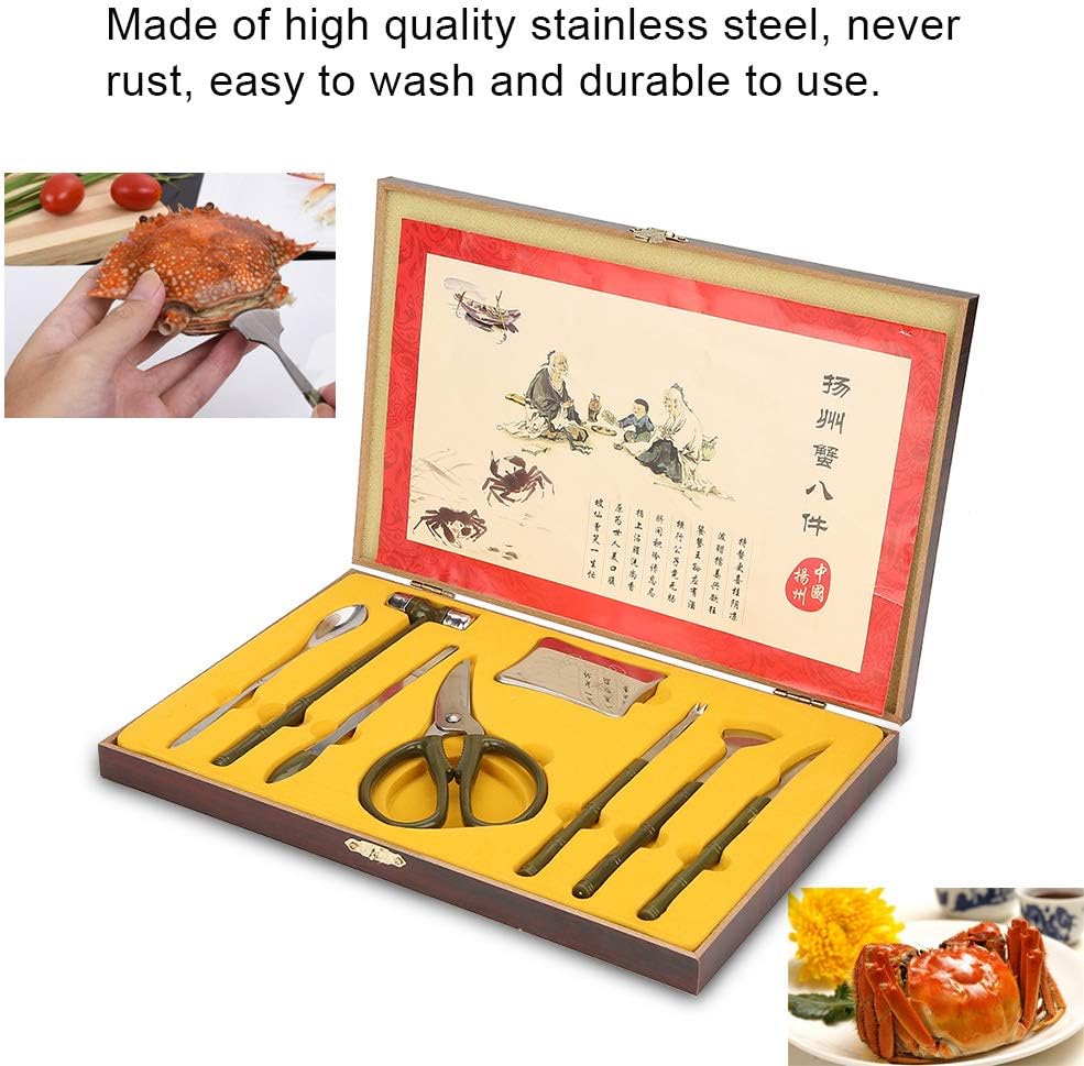 Seafood Tools Set-8PCS Professional Sea Food Tool Lobster Crab Cracker Tools Stainless Steel Seafood Claw Tool Set Gift - Image 3