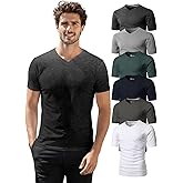 H2H Mens T-Shirts - Plain Novelty Slim Short Sleeve Cotton Blend (V Neck/Crew Neck) Multipack Size XS to 3XL