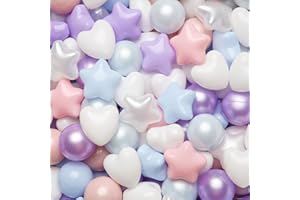 TRENDPLAY Ball Pit Balls Star and Heart Shapes for Toddlers - 100 Count Plastic Balls for Ball Pit Fun and Play, Different Shapes