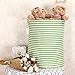 Sea Team 19.7 Inches Large Sized Waterproof Coating Ramie Cotton Fabric Folding Laundry Hamper Bucket Cylindric Burlap Canvas Storage Basket (19.7
