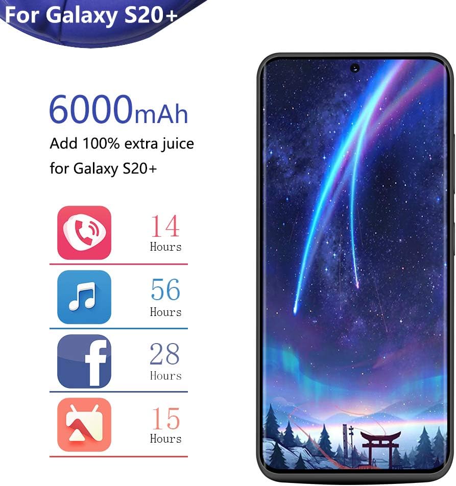 BAHOND Battery Case for Samsung Galaxy S20+ Plus 5G, 6000mAh Rechargeable Extended Battery Charging Case - Image 4
