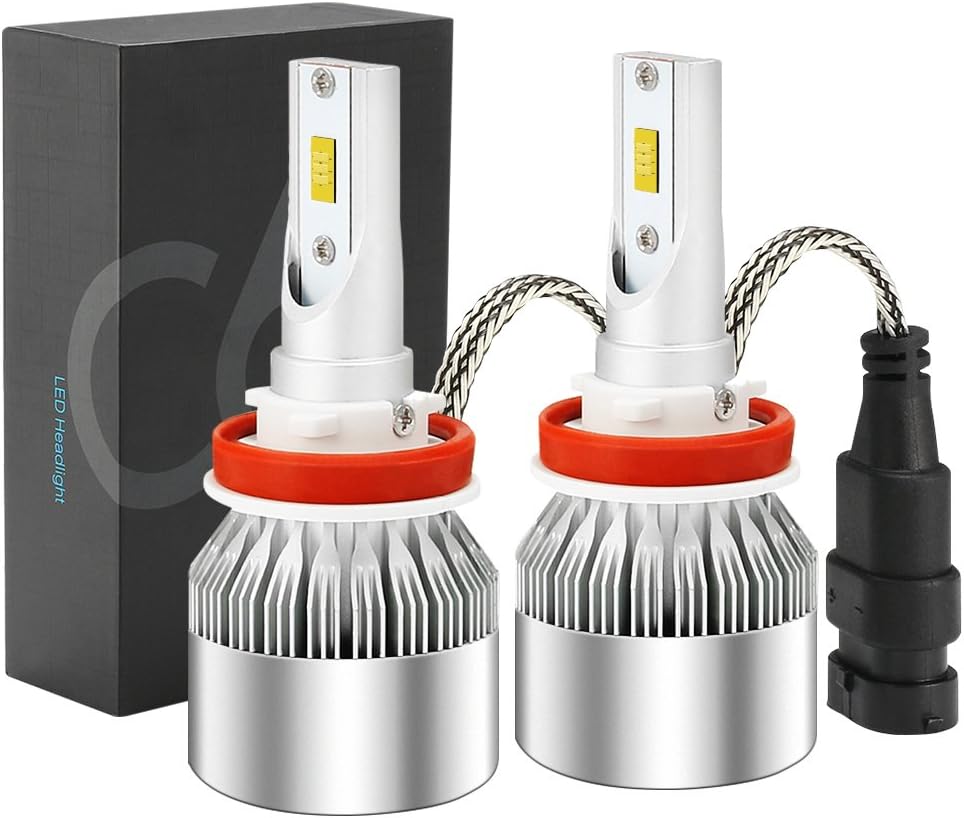 AMBOTHER H11 H9 H8 LED Headlights Bulb Fog Light 6000K Bright White Halogen Replacement, Quick Installation