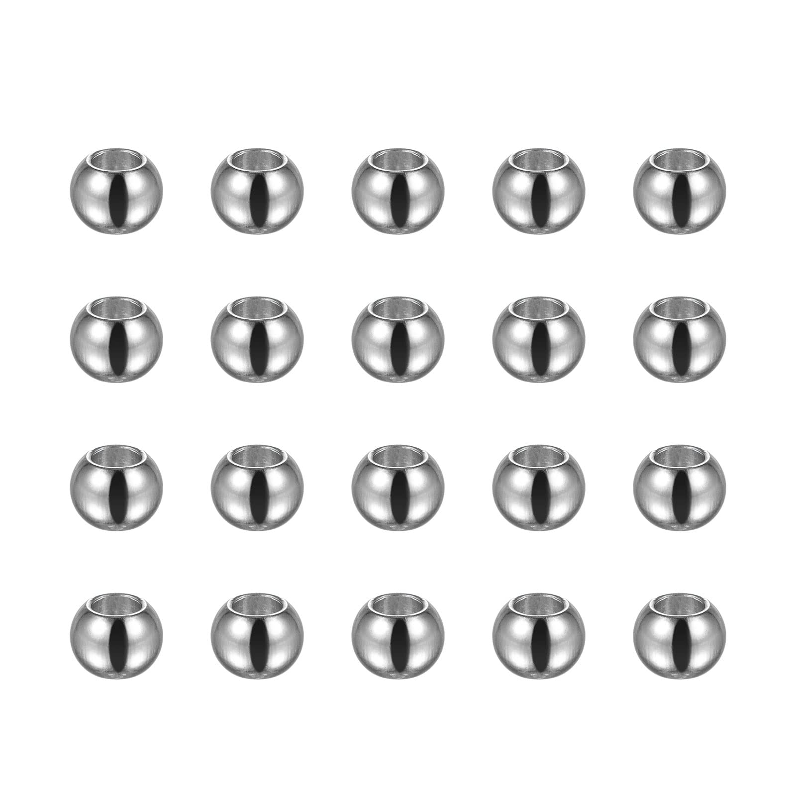 View 1 of ***3 BOXES INCLUDED***HARFINGTON 40pcs Beads 6mm Stainless Steel 3mm Hole Dia Bead for DIY Crafts, Silver Tone***3 BOXES INCLUDED***
