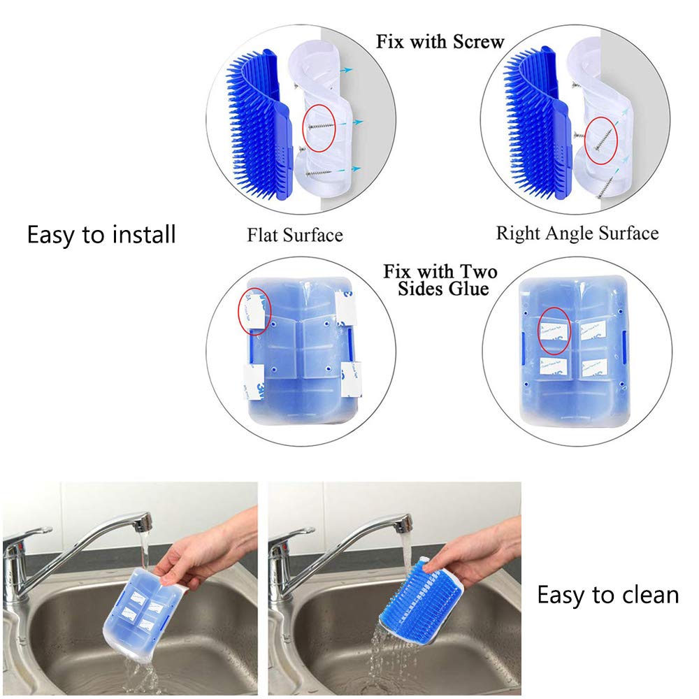 VIPpet Cat Corner Massage Self Groomer - Wall Corner Massage Comb Tool Grooming Brush for Long & Short Fur Pet Cats/Dogs/Horses