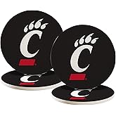 Desert Cactus University of Cincinnati Circle Ceramic Coasters 4 Pack Bearcats UC Absorbent Drink Coasters with Cork Backing (Design A)