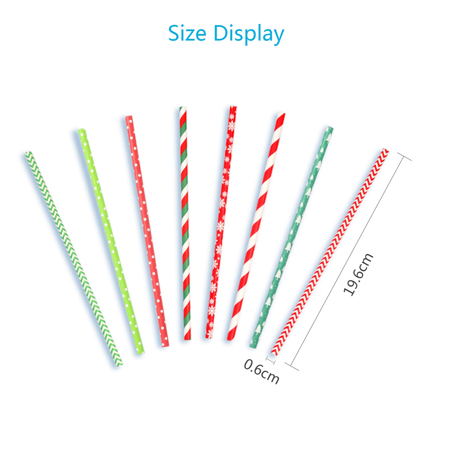 PATAZOK 200pcs Christmas Paper Straws Biodegradable Drinking Straws Disposable Red and Green Paper Straws Colorful Straws for Xmas Party Celebration Cocktail Decorations