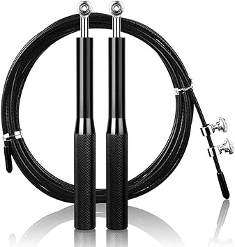 El Ático Fitness Cuerda para Saltar. Comba Crossfit con Rotación. Cuerda de Saltar con Cable de Acero de 3 Metros. Comba para Saltar de Aluminio ...