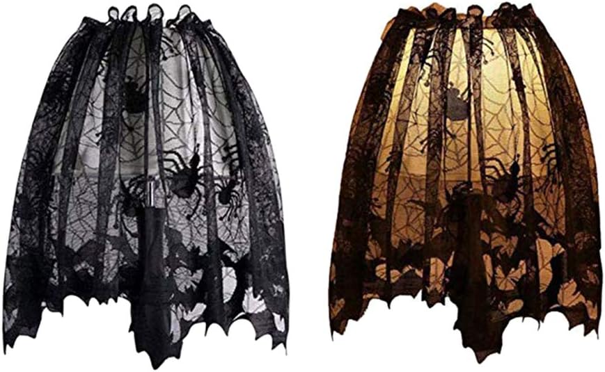 Vosarea 2pcs Halloween Decoration Spider Web Table Lampshade Door Curtain for Party Decor