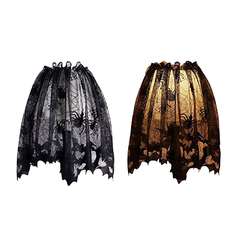 Vosarea 2pcs Halloween Decoration Spider Web Table Lampshade Door Curtain for Party Decor