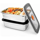 2 PCS Stainless Steel Food Storage Containers(33oz) with Lids Leak Proof & Airtight | Stainless steel freezer Containers,Airtight Bento Lunch Box,For Meal Prep,Fruit,Snack,Freezer