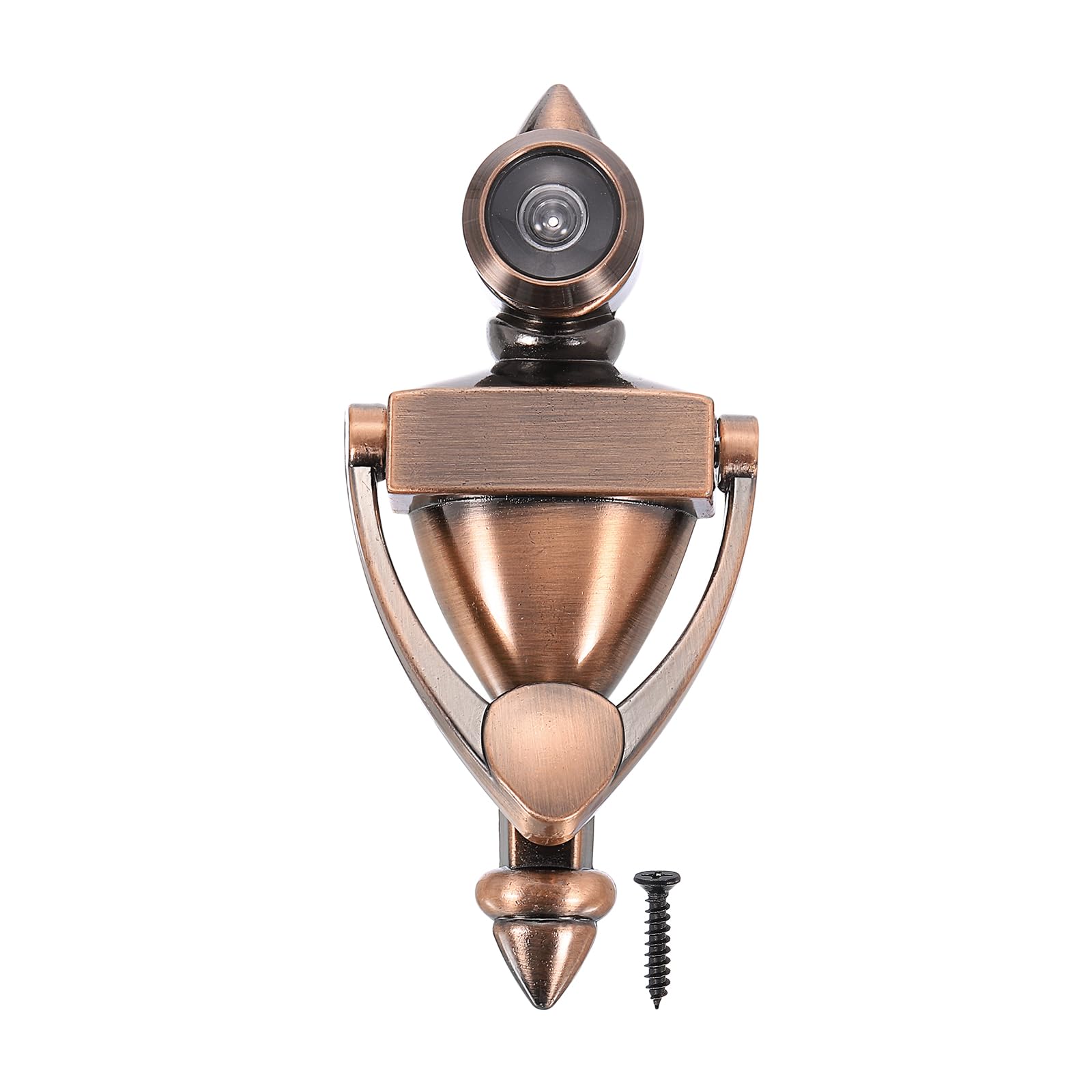 PATIKIL 9/16" Door Knocker with Viewer, 1 Pcs 180 Degree Door Viewer Die-Cast Construction with Peephole Fits 1-3/8inch to 2-3/8inch Door Peep Hole for Home Office Hotel, Red Bronze