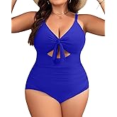 Aqua Eve Plus Size One Piece Swimsuit for Women Tummy Control Bathing Suit Cutout Swimwear