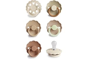 FRIGG SilkySoft Silicone Baby Pacifier 6-Pack Cinnamon Charm | Made in Denmark | BPA-Free (6-18 Months)