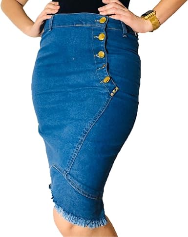 saia jeans midi atacado