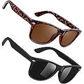 Sunier Polarized Sunglasses for Men and Women, Retro Square Matte Finish UV400 Protection Shades for Driving, Fishing