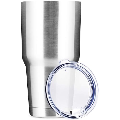 30oz Stainless Steel Tumbler With Lid，Double Wall Vacuum Insulated Travel Mug Coffee Cup With Straw,Durable Powder Coated Insulated Coffee Cup for Cold & Hot Drinks(Stainless Steel, 1 Pack)