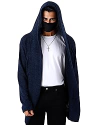 Mens Hooded Cardigan Long Cardigans Sweater Shawl