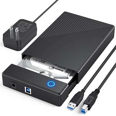 3.5 Hard Drive Enclosure, USB 3.0 Internal/External Hard Drive Case for 3.5/2.5 inch SATA HDD Up to 20TB Data Recovery Kit Support UASP with 12V 24W Power Adapter