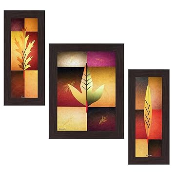 Wens Modern MDF Wall Art (30 cm x 34 cm x 1.5 cm, Set of 3, WSP-4181)
