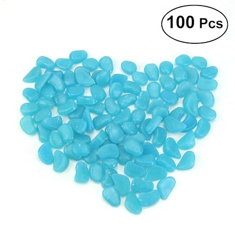BESTOMZ Leuchtsteine 100 Stueck künstliche Kieselstein leuchtende Kiesel Aquarium Floureszierende Pebbles Stein Garten Gehweg