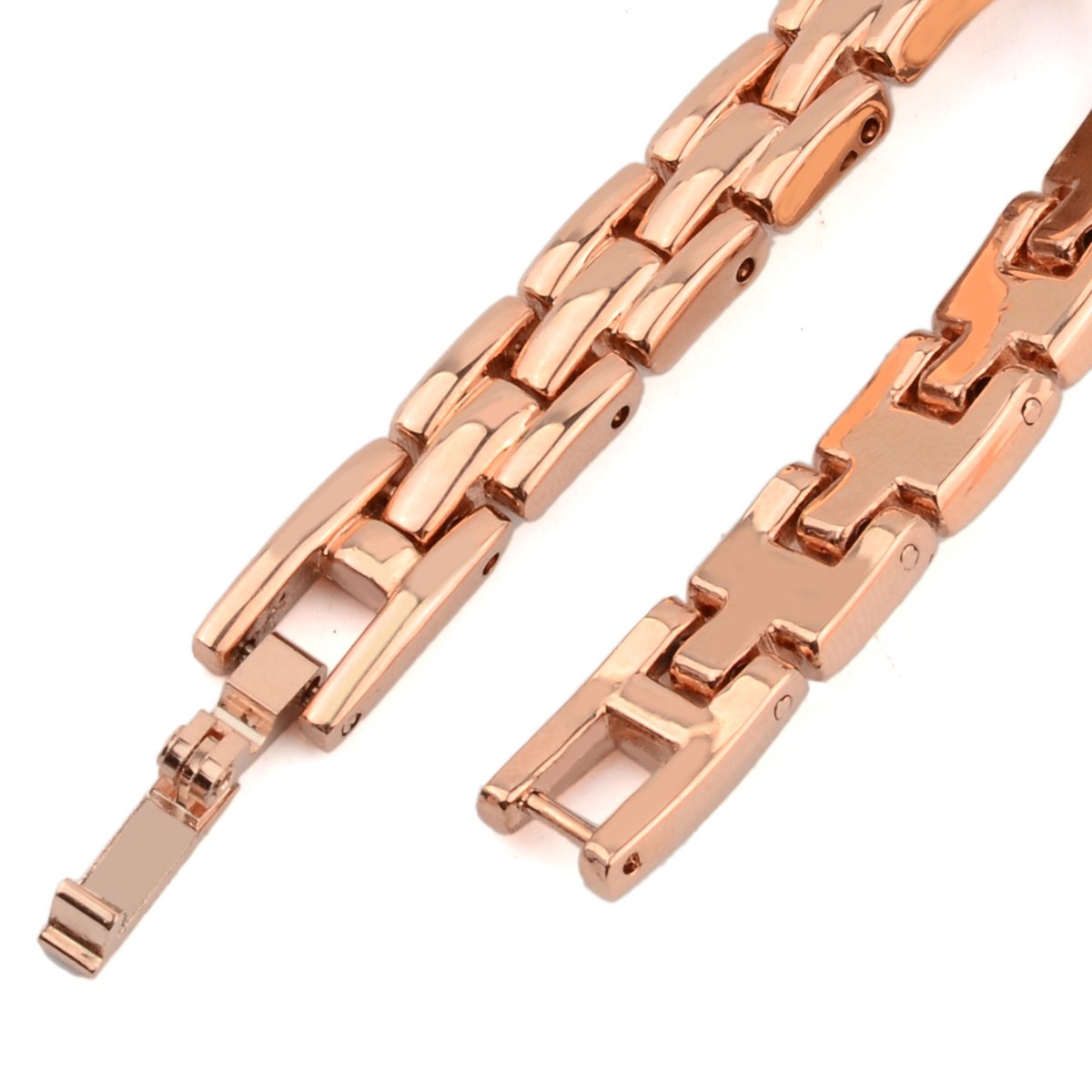 Abrray Rose Gold Case Rose Gold Ceramic White Bracelet Watch for Women with Round Dial